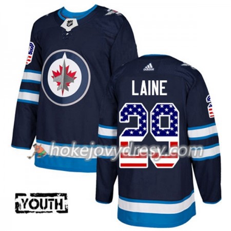Dětské Hokejový Dres Winnipeg Jets Patrik Laine 29 2017-2018 USA Flag Fashion Modrá Adidas Authentic